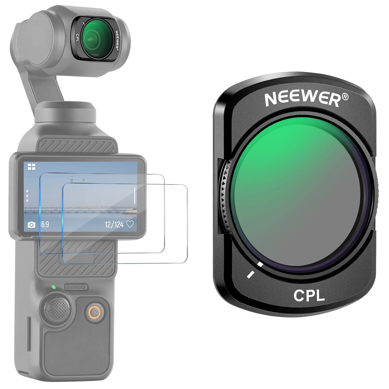 فیلتر پلاریزه نیور NEEWER FL-76 Magnetic CPL for Osmo Pocket 3 / Pocket 4 (به همراه 2 عدد گلاس)